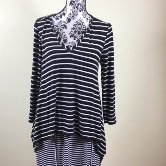 Max Studio Women’s Long Sleeve Shirt Navy White ALSU00213 - Picture 1 of 6